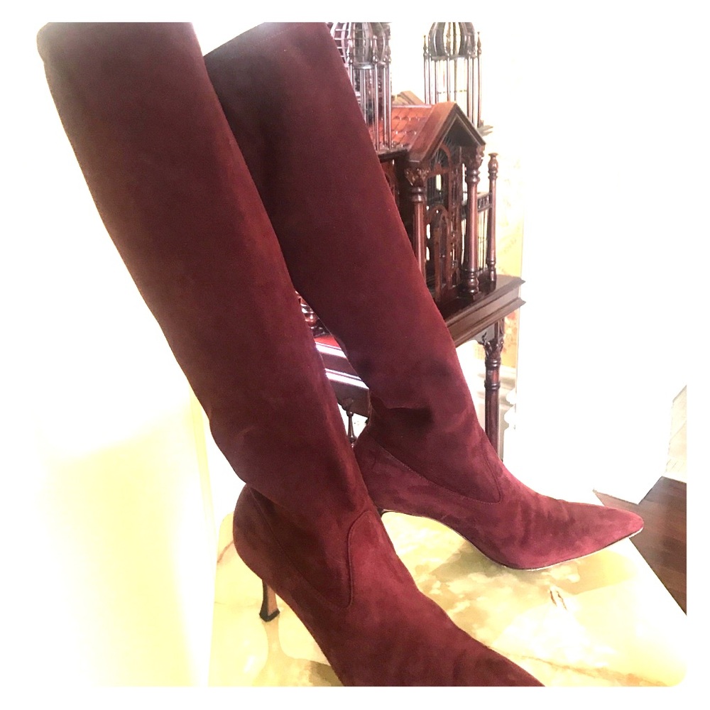 Manolo Blahnik size 37 red suede boots